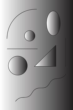 Abstract geometric shapes rendered with subtle gradients on a fading gray background vector