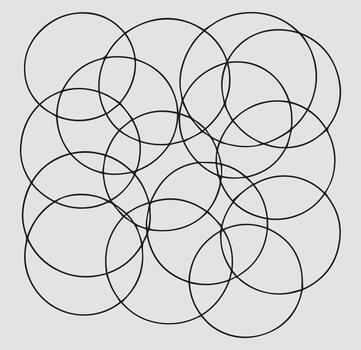 Abstract geometric pattern of overlapping circles creating a complex interconnected design on a gray background vector