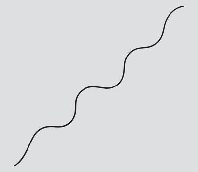A single black wavy line ascends diagonally across a plain gray background creating a sense of gentle movement and progression vector