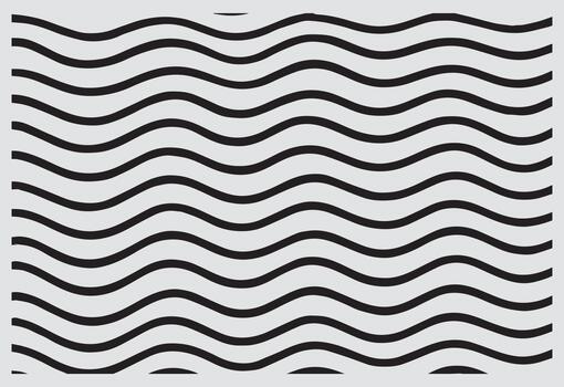 Abstract black and white wavy lines pattern creating a visual illusion of movement and depth vector