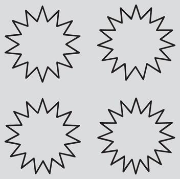 Four identical jagged starburst shapes arranged in a two by two grid on a plain gray background vector