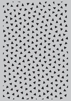 Abstract pattern of small black triangles scattered randomly across a light gray background vector