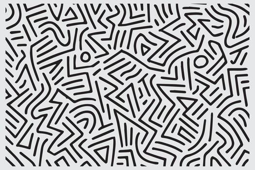 intrincado negro y blanco resumen geométrico laberinto modelo con estilizado cifras y círculos vector