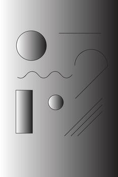 Abstract geometric shapes and lines on a grayscale gradient background illustrating basic forms vector