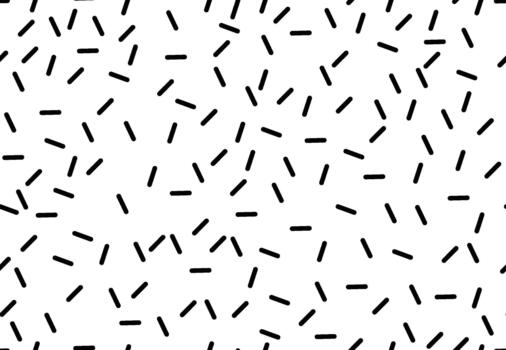 Abstract black dashes scattered randomly on a clean white background creating a minimalist pattern vector