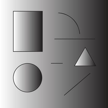 Abstract composition featuring geometric shapes and lines with a gradient background vector