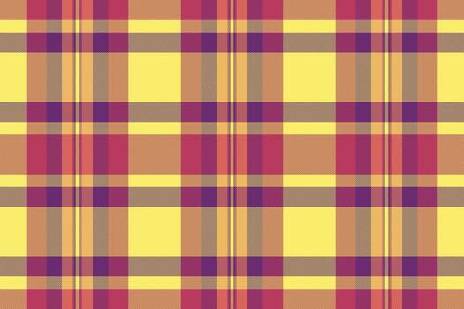 Geometric fabric plaid background, print tartan pattern check. Magazine texture textile seamless in yellow and red colors. vector