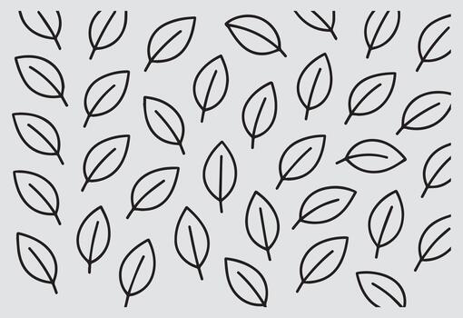 A repeating pattern of simple outline drawings of oval shaped leaves on a light gray background vector
