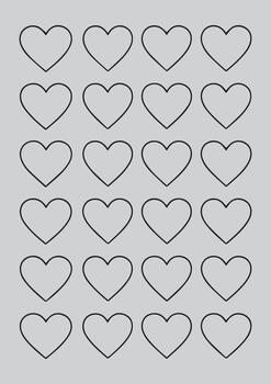 A grid of outline hearts on a solid gray background demonstrating repetition and symmetry vector