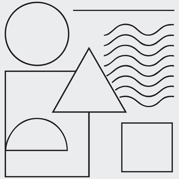 resumen composición de geométrico formas y ondulado líneas en un ligero gris antecedentes vector