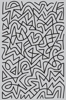 resumen negro y blanco laberinto modelo con geométrico formas y arremolinándose líneas en un texturizado gris antecedentes vector