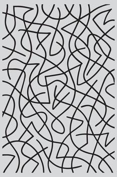 Abstract black line art maze pattern on a light gray background with intersecting curves and angles vector
