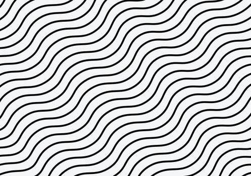 Abstract black and white optical illusion of flowing parallel wavy lines creating a sense of movement and depth vector