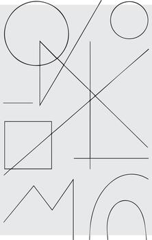 resumen geométrico composición presentando superposición líneas círculos cuadrícula y arcos en un ligero gris antecedentes vector