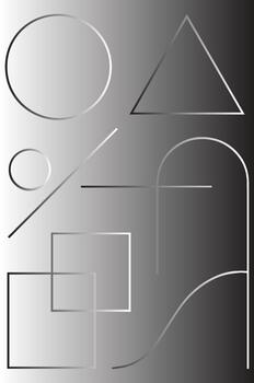 Abstract geometric shapes and lines rendered in a grayscale gradient with subtle highlights and shadows vector