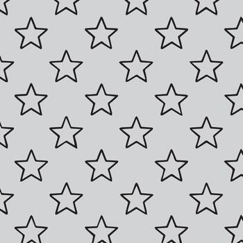 Simple black outline stars pattern on a light gray textured background repeating seamlessly vector