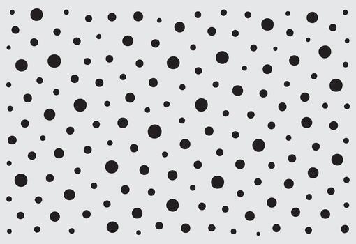 Abstract black polka dots scattered randomly across a light gray textured background creating a playful and modern pattern vector