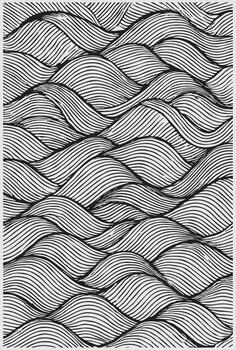 Intricate black and white line art depicting a repeating pattern of stylized flowing waves or water ripples creating a textured visual effect vector