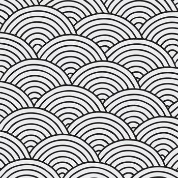 resumen geométrico modelo presentando repitiendo negro y blanco concéntrico arcos creando un dinámica visual textura vector