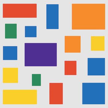 resumen composición de geométrico rectángulos en negrita primario y secundario colores en un ligero gris antecedentes vector