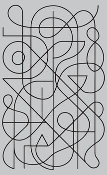 Intricate abstract black line art design featuring intersecting curves loops and geometric shapes on a gray background vector