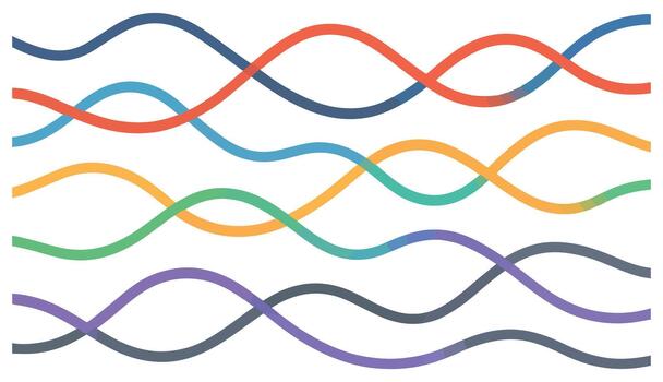 Abstract intertwined wavy lines in multiple vibrant colors creating a dynamic and modern visual pattern vector