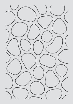 Abstract organic cell like shapes with thick black outlines creating a repeating pattern on a light gray background vector