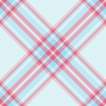 Pastel plaid pattern featuring intersecting pink and blue lines on a pale background. Retro aesthetic, suitable for backgrounds, textiles, or digital art. vector