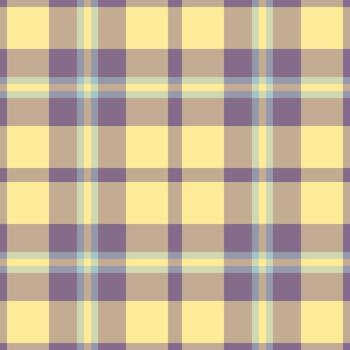 Irish fabric pattern tartan, grid check background plaid. Age textile texture seamless in pastel and yellow colors. vector