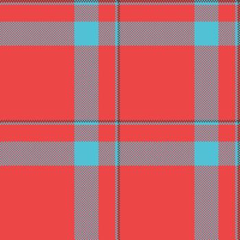 Vibrant textile pattern. A seamless design with bold coral and light blue intersecting lines creates a striking plaid texture. Ideal for backgrounds and creative projects. vector