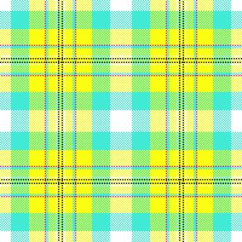 Vibrant plaid pattern with a modern twist. Seamless design in bright yellow and turquoise. Versatile for backgrounds, textiles, or creative projects. vector