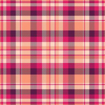 Vibrant pixelated tartan pattern. A modern take on a classic design, perfect for backgrounds, textiles, and digital art. Adds warmth and a retro touch. vector