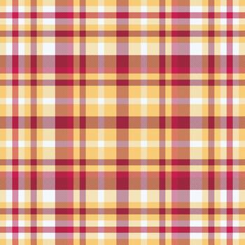Warm plaid pattern with intersecting lines of reds and yellows on white. Perfect for backgrounds, textiles, design elements, and adding a cozy touch. vector