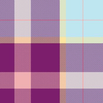 Trendy pixelated plaid pattern in shades of purple, pink, and blue. Modern, abstract design for backgrounds, textiles, or creative projects. Versatile and eyecatching. vector