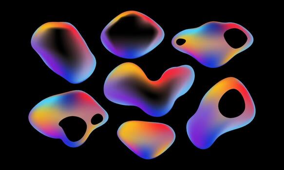 resumen líquido degradado formas futurista holográfico y vistoso metaball elementos vector