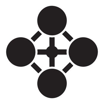 Abstract interconnected nodes forming a network or system in a dark silhouette vector