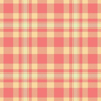 Sample plaid fabric background, bed tartan check seamless. Relief textile texture pattern in red and amber colors. vector
