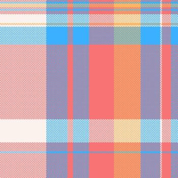 Vibrant pixelated plaid pattern in coral, blue, and beige hues. Retro style for backgrounds, textiles, or abstract designs. Adds a touch of warmth and visual interest. vector