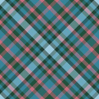 Vertical plaid textile, fashioned pattern tartan check. Fall fabric texture background seamless in cyan and dark colors. vector