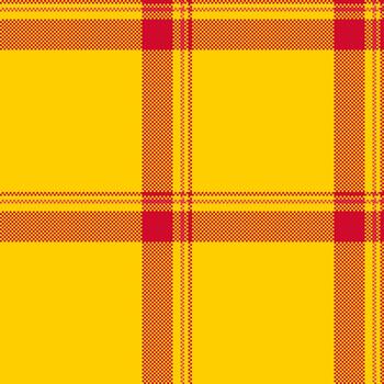 Bold, vibrant plaid pattern in yellow and red. Modern pixel art style. Use for backgrounds, textiles, design projects, or abstract concepts. Eyecatching texture. vector