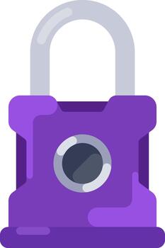 Purple padlock representing security, privacy, and access control vector