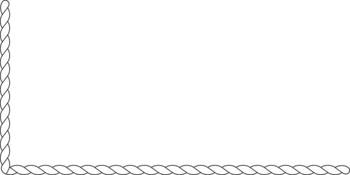 Rope border creating angle frame on white background vector