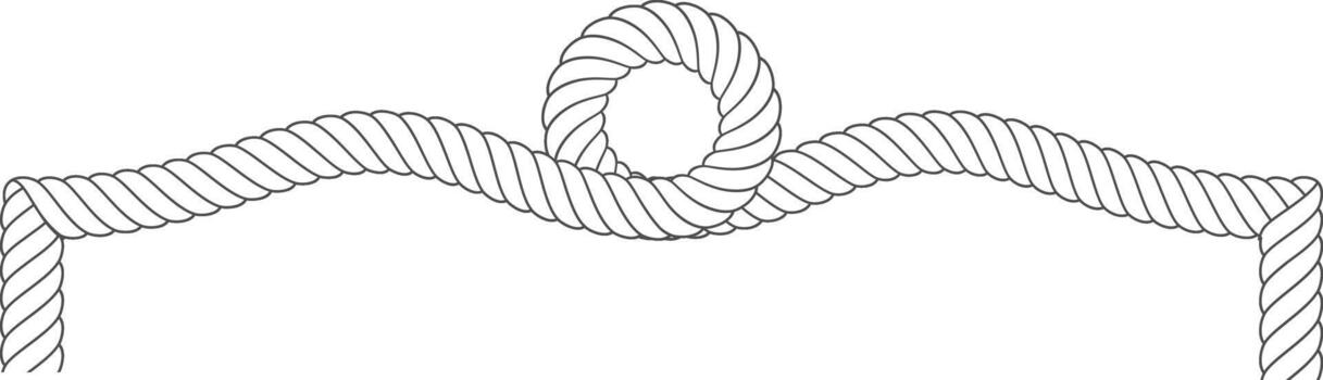 Rope with a loop creating wave ornament dividing line vector