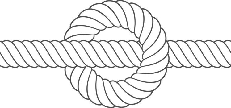 Rope line with a simple knot creating loop vector