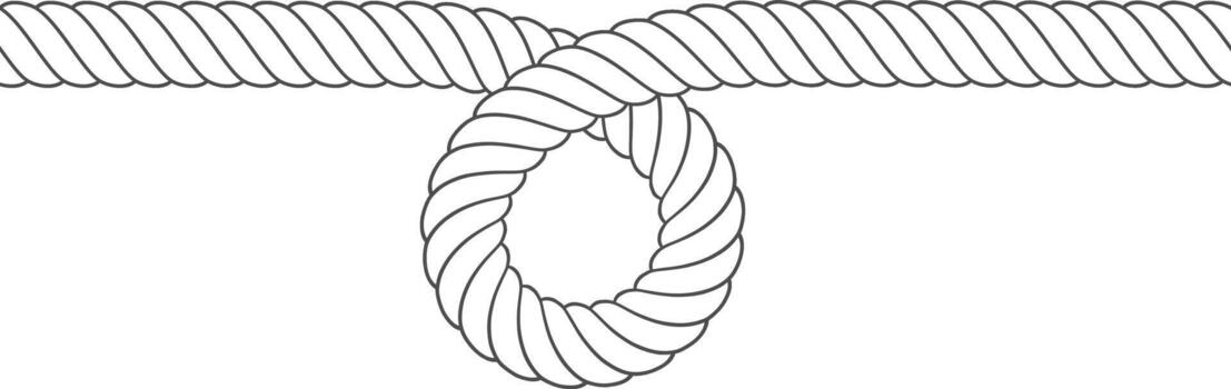 Rope drawing forming a loop and horizontal line vector