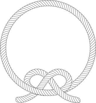 Rope forming circular frame with decorative knot vector
