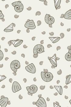 Seamless pattern with hand drawn seashells and spiral shells vector