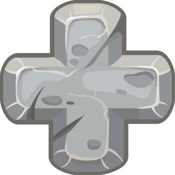 Roca más firmar botón para juego controlador vector