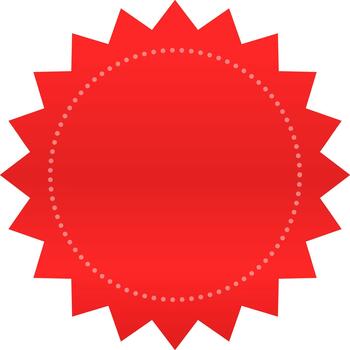 Red starburst label with dotted circle frame vector