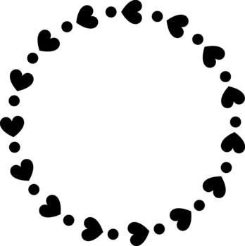 Heart and dot frame forming decorative circular border vector